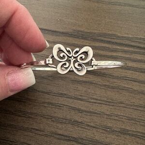 Retired James Avery Sterling Silver Butterfly Hook-On Bangle Bracelet 6.25”